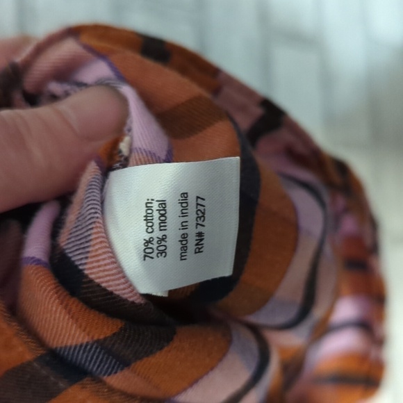 EVRI Pink Orange Plaid Tiered Blouse Boat Neck Size 1X - Picture 4 of 5